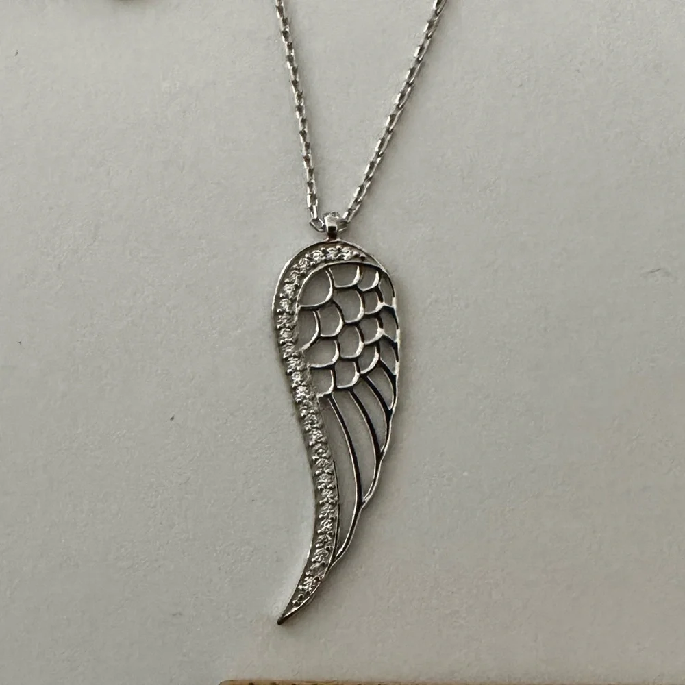 925 Silver angelwing necklace cubic zirconia wing